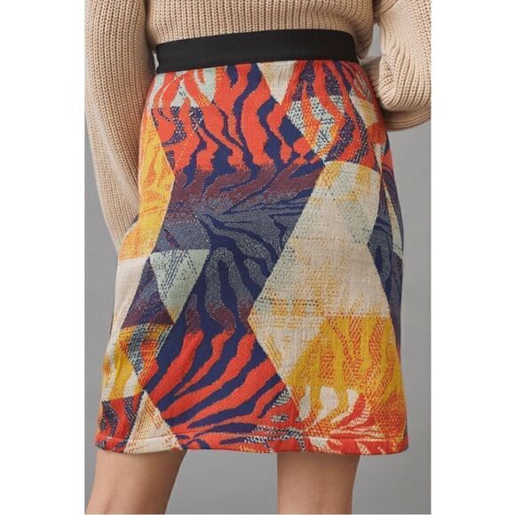 NEW Anthropologie Aldomartins Abstract Jacquard Knit Tailored Mini Skirt Small - Picture 4 of 4